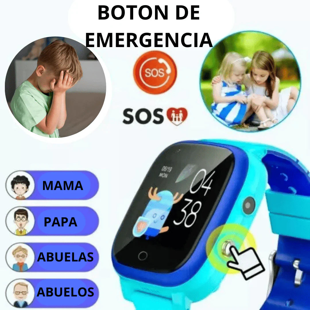Reloj inteligente con GPS KidGuard® Con Chip Llamadas, Rastreo Y Cámara
